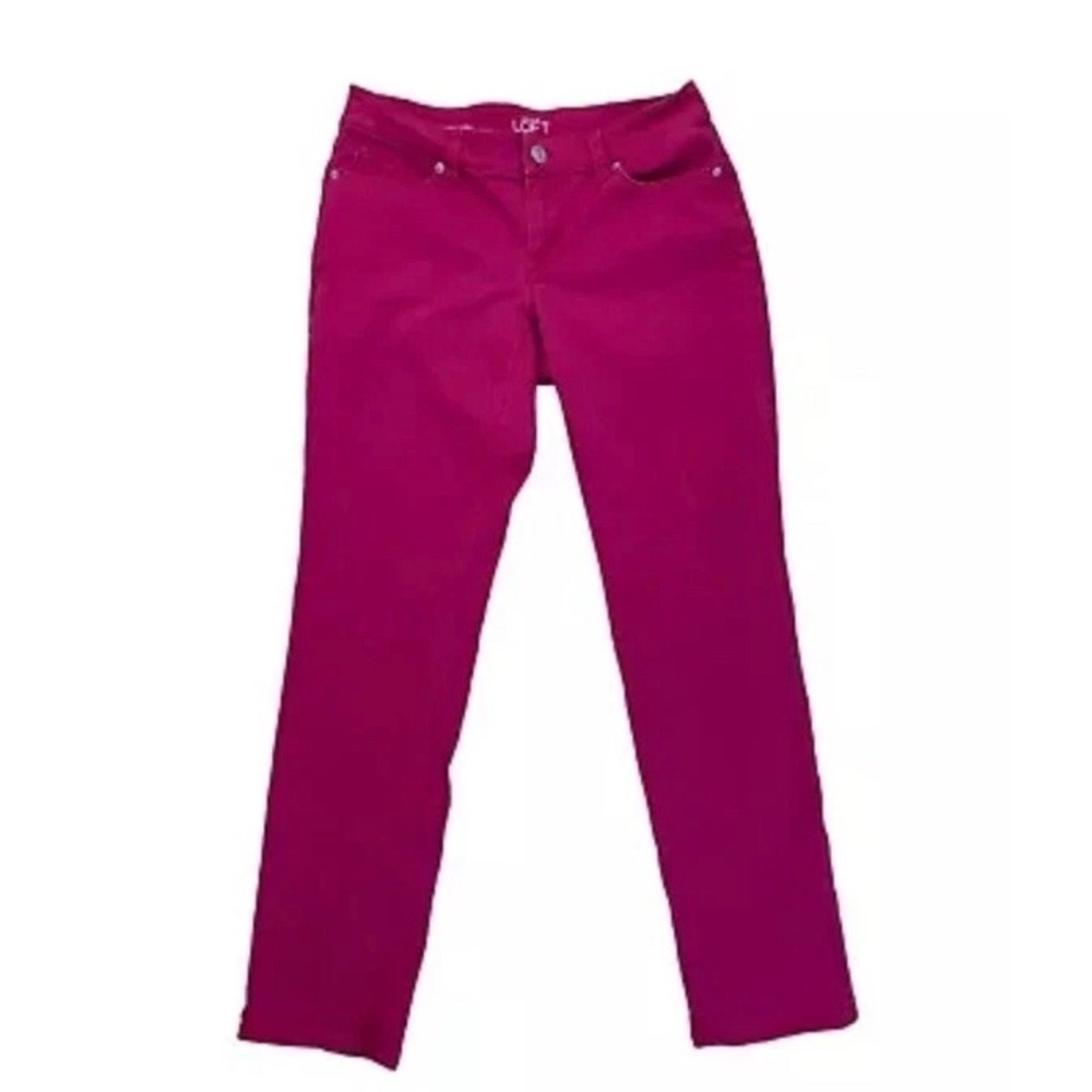 Ann Taylor Loft Pants Curvy Straight Leg Magenta Pink 27/4 Stretch Cotton 30x31